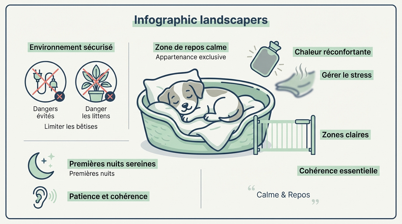 Infographie conseils pour sécuriser l'environnement de la maison avant l'arrivée d'un chiot