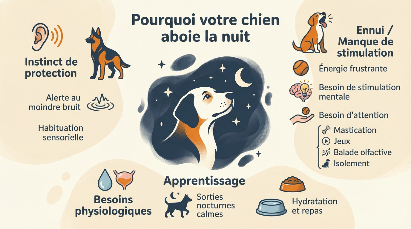 Chien qui aboie la nuit dans une maison sombre
